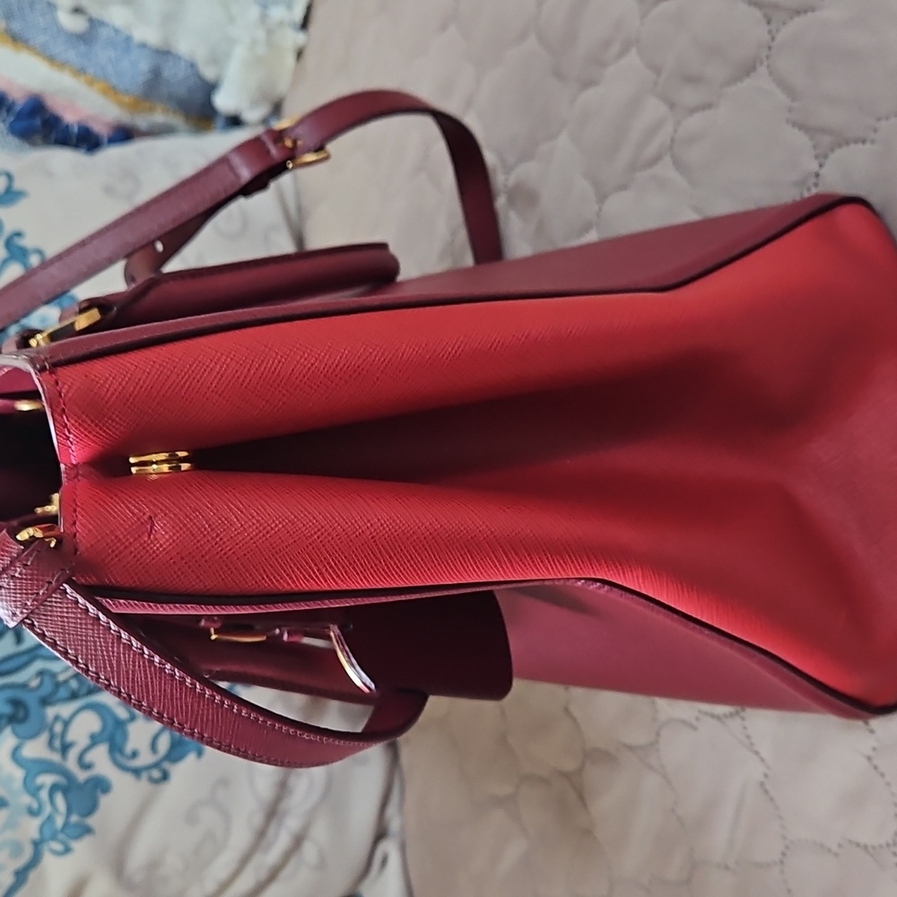 Prada Burgundy Leather Tote Bag - Picture 8 of 13